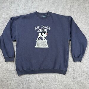 Vintage Big Dogs 2000 Attitude New Millennium Sweatshirt Navy Blue Mens Medium